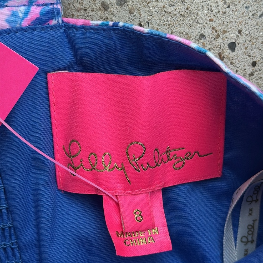 NWT Lilly Pulitzer Rocko Cotton Romper in Blue Tang Sitting Seaside Size 8 - Picture 3 of 16